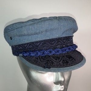 Tsalavoutas Bros Fishermans Sailer Cap Hat Made in Greece Blue Size 6 3/4